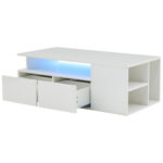 100*50*35cm Tea Table with LED, Living Room Coffee Table, Sofa Table with 2 Drawers, Coffee Table with Storage - Image 33