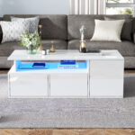 100*50*35cm Tea Table with LED, Living Room Coffee Table, Sofa Table with 2 Drawers, Coffee Table with Storage - Image 35