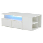 100*50*35cm Tea Table with LED, Living Room Coffee Table, Sofa Table with 2 Drawers, Coffee Table with Storage - Image 36