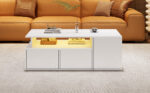 100*50*35cm Tea Table with LED, Living Room Coffee Table, Sofa Table with 2 Drawers, Coffee Table with Storage - Image 43