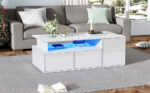 100*50*35cm Tea Table with LED, Living Room Coffee Table, Sofa Table with 2 Drawers, Coffee Table with Storage - Image 44