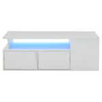 100*50*35cm Tea Table with LED, Living Room Coffee Table, Sofa Table with 2 Drawers, Coffee Table with Storage - Image 5