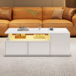 100*50*35cm Tea Table with LED, Living Room Coffee Table, Sofa Table with 2 Drawers, Coffee Table with Storage - Image 45