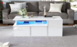 100*50*35cm Tea Table with LED, Living Room Coffee Table, Sofa Table with 2 Drawers, Coffee Table with Storage - Image 6