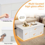 100*50*45cm 4-in-1 Height-Adjustable Sofa Table with LED, Coffee Table with 2 Drawers, High-Gloss Finish - Image 8