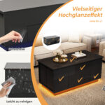100*50*45cm 4-in-1 Height-Adjustable Sofa Table with LED, Coffee Table with 2 Drawers, High-Gloss Finish - Image 16