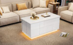 100*50*45cm 4-in-1 Height-Adjustable Sofa Table with LED, Coffee Table with 2 Drawers, High-Gloss Finish - Image 18