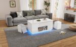 100*50*45cm 4-in-1 Height-Adjustable Sofa Table with LED, Coffee Table with 2 Drawers, High-Gloss Finish - Image 19