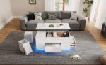 100*50*45cm 4-in-1 Height-Adjustable Sofa Table with LED, Coffee Table with 2 Drawers, High-Gloss Finish - Image 20
