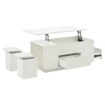 100*50*45cm 4-in-1 Height-Adjustable Sofa Table with LED, Coffee Table with 2 Drawers, High-Gloss Finish - Image 44