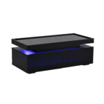 95*45*35cm Coffee Table, Living Room Table with LED, Coffee Table with 2 Drawers, High-Gloss Sofa Table, Modern Style - Image 8