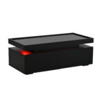 95*45*35cm Coffee Table, Living Room Table with LED, Coffee Table with 2 Drawers, High-Gloss Sofa Table, Modern Style - Image 9
