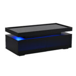 95*45*35cm Coffee Table, Living Room Table with LED, Coffee Table with 2 Drawers, High-Gloss Sofa Table, Modern Style - Image 12