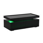 95*45*35cm Coffee Table, Living Room Table with LED, Coffee Table with 2 Drawers, High-Gloss Sofa Table, Modern Style - Image 14
