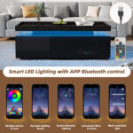 95*45*35cm Coffee Table, Living Room Table with LED, Coffee Table with 2 Drawers, High-Gloss Sofa Table, Modern Style - Image 17