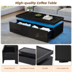 95*45*35cm Coffee Table, Living Room Table with LED, Coffee Table with 2 Drawers, High-Gloss Sofa Table, Modern Style - Image 18