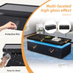 95*45*35cm Coffee Table, Living Room Table with LED, Coffee Table with 2 Drawers, High-Gloss Sofa Table, Modern Style - Image 19