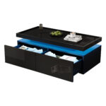 95*45*35cm Coffee Table, Living Room Table with LED, Coffee Table with 2 Drawers, High-Gloss Sofa Table, Modern Style - Image 24