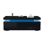 95*45*35cm Coffee Table, Living Room Table with LED, Coffee Table with 2 Drawers, High-Gloss Sofa Table, Modern Style - Image 25