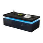 95*45*35cm Coffee Table, Living Room Table with LED, Coffee Table with 2 Drawers, High-Gloss Sofa Table, Modern Style - Image 26