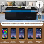 95*45*35cm Coffee Table, Living Room Table with LED, Coffee Table with 2 Drawers, High-Gloss Sofa Table, Modern Style - Image 27