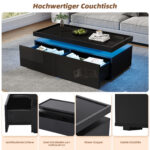 95*45*35cm Coffee Table, Living Room Table with LED, Coffee Table with 2 Drawers, High-Gloss Sofa Table, Modern Style - Image 28
