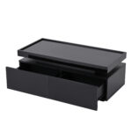 95*45*35cm Coffee Table, Living Room Table with LED, Coffee Table with 2 Drawers, High-Gloss Sofa Table, Modern Style - Image 30