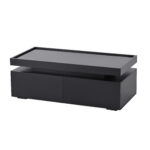95*45*35cm Coffee Table, Living Room Table with LED, Coffee Table with 2 Drawers, High-Gloss Sofa Table, Modern Style - Image 31