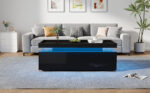 95*45*35cm Coffee Table, Living Room Table with LED, Coffee Table with 2 Drawers, High-Gloss Sofa Table, Modern Style - Image 35