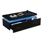 95*45*35cm Coffee Table, Living Room Table with LED, Coffee Table with 2 Drawers, High-Gloss Sofa Table, Modern Style - Image 37