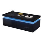 95*45*35cm Coffee Table, Living Room Table with LED, Coffee Table with 2 Drawers, High-Gloss Sofa Table, Modern Style - Image 39