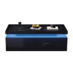 95*45*35cm Coffee Table, Living Room Table with LED, Coffee Table with 2 Drawers, High-Gloss Sofa Table, Modern Style - Image 40