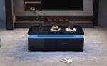 95*45*35cm Coffee Table, Living Room Table with LED, Coffee Table with 2 Drawers, High-Gloss Sofa Table, Modern Style - Image 6