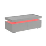 95*45*35cm Coffee Table, Living Room Table with LED, Coffee Table with 2 Drawers, High-Gloss Sofa Table, Modern Style - Image 8