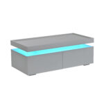 95*45*35cm Coffee Table, Living Room Table with LED, Coffee Table with 2 Drawers, High-Gloss Sofa Table, Modern Style - Image 9