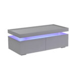 95*45*35cm Coffee Table, Living Room Table with LED, Coffee Table with 2 Drawers, High-Gloss Sofa Table, Modern Style - Image 11