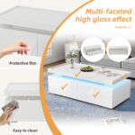 95*45*35cm Coffee Table, Living Room Table with LED, Coffee Table with 2 Drawers, High-Gloss Sofa Table, Modern Style - Image 12