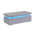 95*45*35cm Coffee Table, Living Room Table with LED, Coffee Table with 2 Drawers, High-Gloss Sofa Table, Modern Style - Image 13