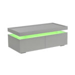 95*45*35cm Coffee Table, Living Room Table with LED, Coffee Table with 2 Drawers, High-Gloss Sofa Table, Modern Style - Image 16
