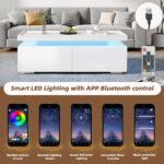 95*45*35cm Coffee Table, Living Room Table with LED, Coffee Table with 2 Drawers, High-Gloss Sofa Table, Modern Style - Image 17