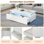 95*45*35cm Coffee Table, Living Room Table with LED, Coffee Table with 2 Drawers, High-Gloss Sofa Table, Modern Style - Image 29