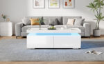 95*45*35cm Coffee Table, Living Room Table with LED, Coffee Table with 2 Drawers, High-Gloss Sofa Table, Modern Style - Image 39