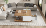 70 x 70 x 31.5cm Coffee Table with 3 Drawers, Geometric Coffee Table, High-Gloss Living Room Table - Image 10