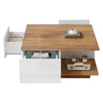 70 x 70 x 31.5cm Coffee Table with 3 Drawers, Geometric Coffee Table, High-Gloss Living Room Table - Image 13