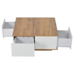 70 x 70 x 31.5cm Coffee Table with 3 Drawers, Geometric Coffee Table, High-Gloss Living Room Table - Image 2