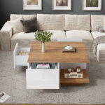 70 x 70 x 31.5cm Coffee Table with 3 Drawers, Geometric Coffee Table, High-Gloss Living Room Table - Image 26