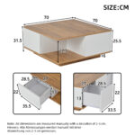70 x 70 x 31.5cm Coffee Table with 3 Drawers, Geometric Coffee Table, High-Gloss Living Room Table - Image 32