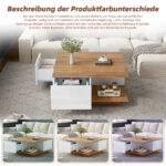 70 x 70 x 31.5cm Coffee Table with 3 Drawers, Geometric Coffee Table, High-Gloss Living Room Table - Image 34