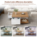 70 x 70 x 31.5cm Coffee Table with 3 Drawers, Geometric Coffee Table, High-Gloss Living Room Table - Image 35