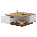 70 x 70 x 31.5cm Coffee Table with 3 Drawers, Geometric Coffee Table, High-Gloss Living Room Table - Image 39